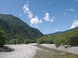 上高地の山間と川２